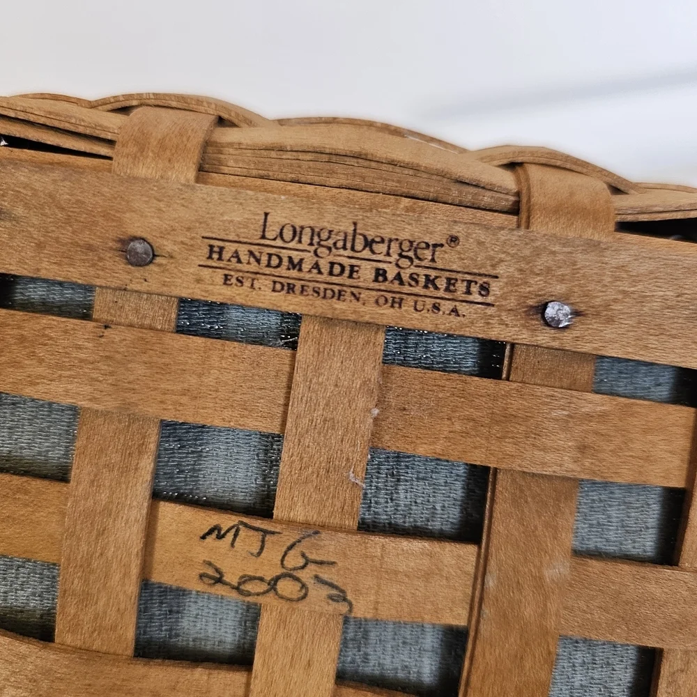 Longaberger 2003 Vintage Fathers Day Pocket Change Basket Leather Trim Woven